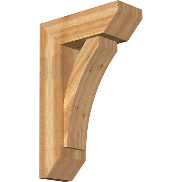 Ekena Millwork Thorton Slat Rough Sawn Bracket w/ Offset Brace, Western Red Cedar, 8"W x 22"D x 34"H BKT0806X22X34THR06RWR - main